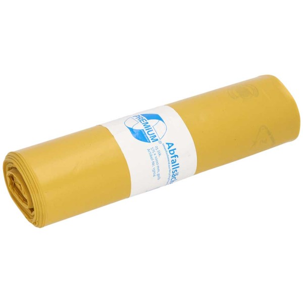 DEISS Premium Abfallsäcke 70l. 57,5x100cm gelb
