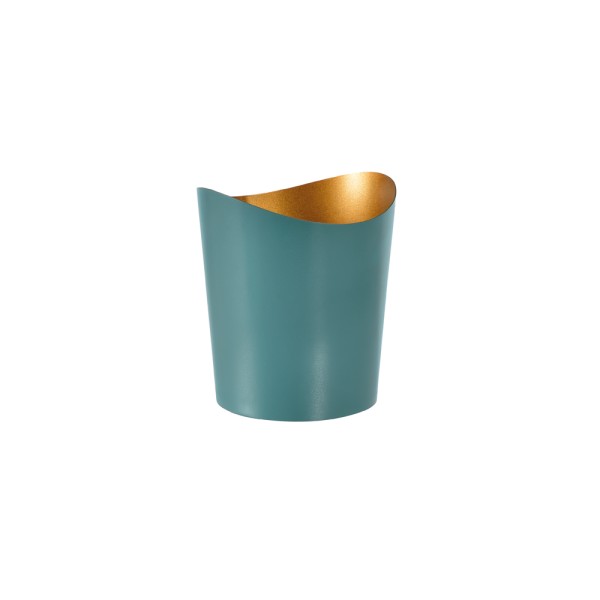 DUNI Kerzenglas aus Metall Ripple 80x70cm türkis/gold