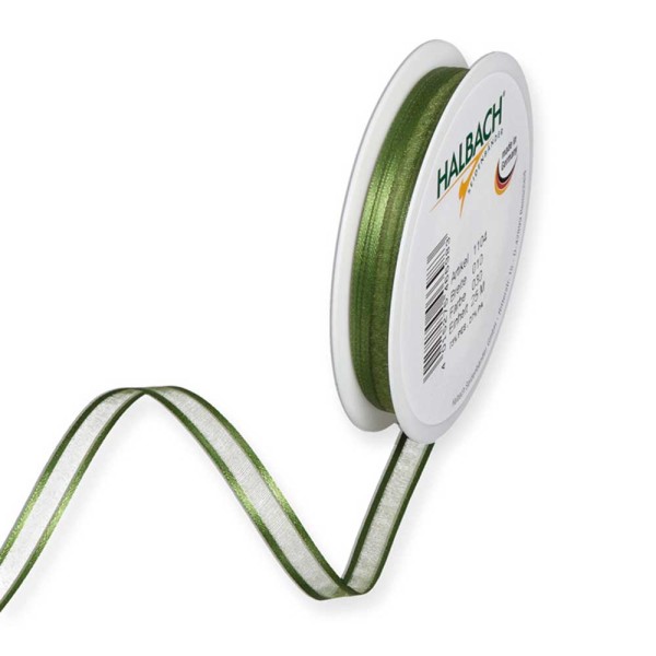 Geschenkband Chiffon Stripes 10mm/25Meter olive