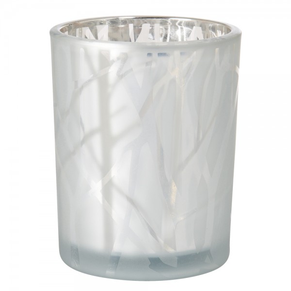 DUNI Kerzenglas Shimmer 100x80mm Weiß